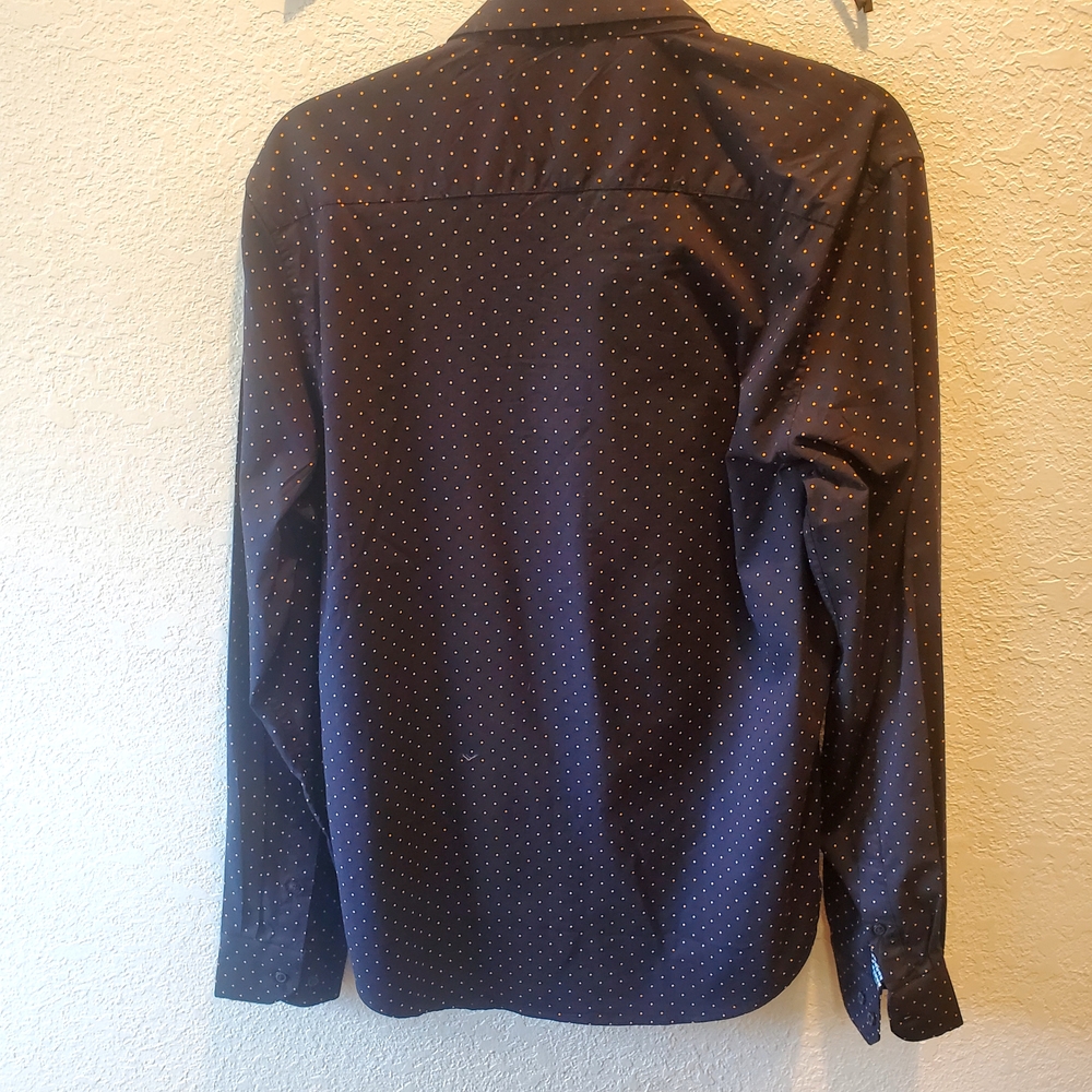Mens Navy Polka Dot Dress Shirt - Picture 2 of 7